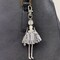 Wrapables Hanging Fashionista Doll Keychain, Crystal Rhinestone Keyring Bag Charm, Black and Gray